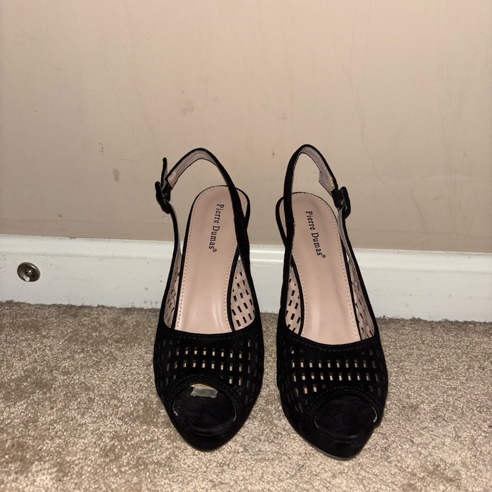 Pierre Dumas Black Peep-Toe Heels